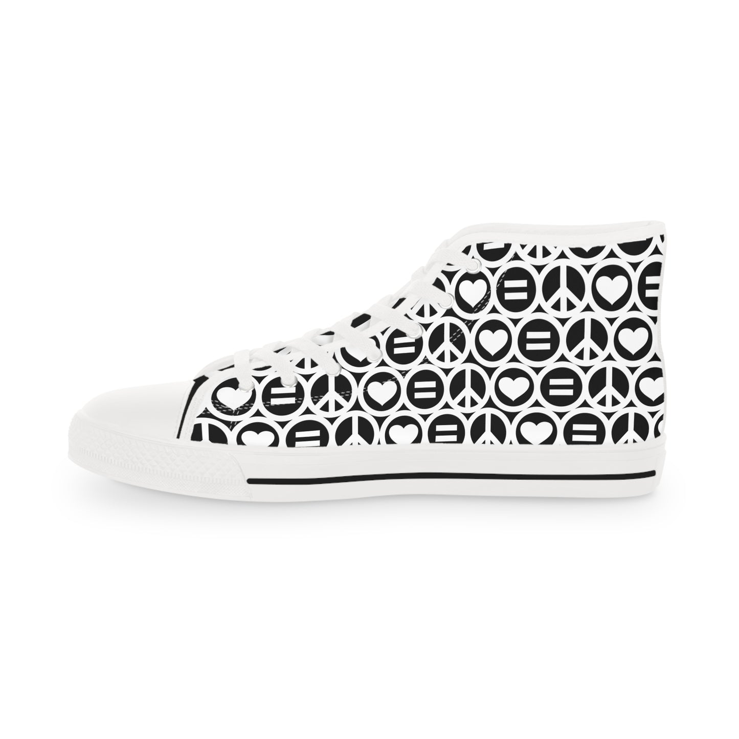 Men's Black Love Equals Peace High Top Sneaker Bold