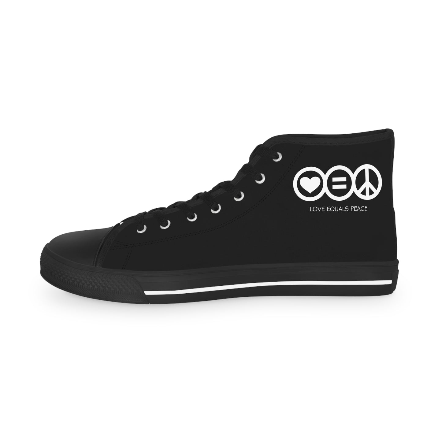 Men's Black Love Equals Peace High Top Sneaker with Small Logo