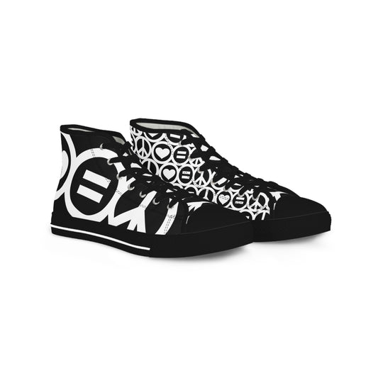 Men's Black Love Equals Peace High Top Sneaker Bold