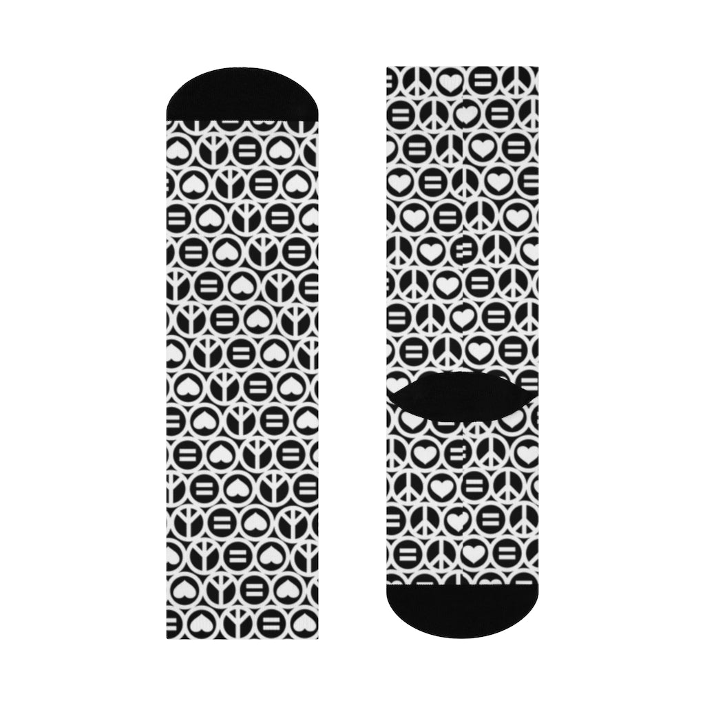 Love Equals Peace Logo Print DTG Crew Socks