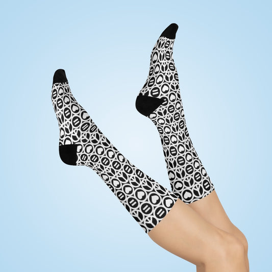 Love Equals Peace Logo Print DTG Crew Socks